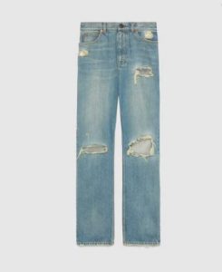 Ripped eco washed organic denim pant Logo