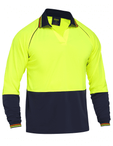 BISLEY RECYCLED: TWO TONE HI VIS LONG SLEEVE POLO BK6440 Logo