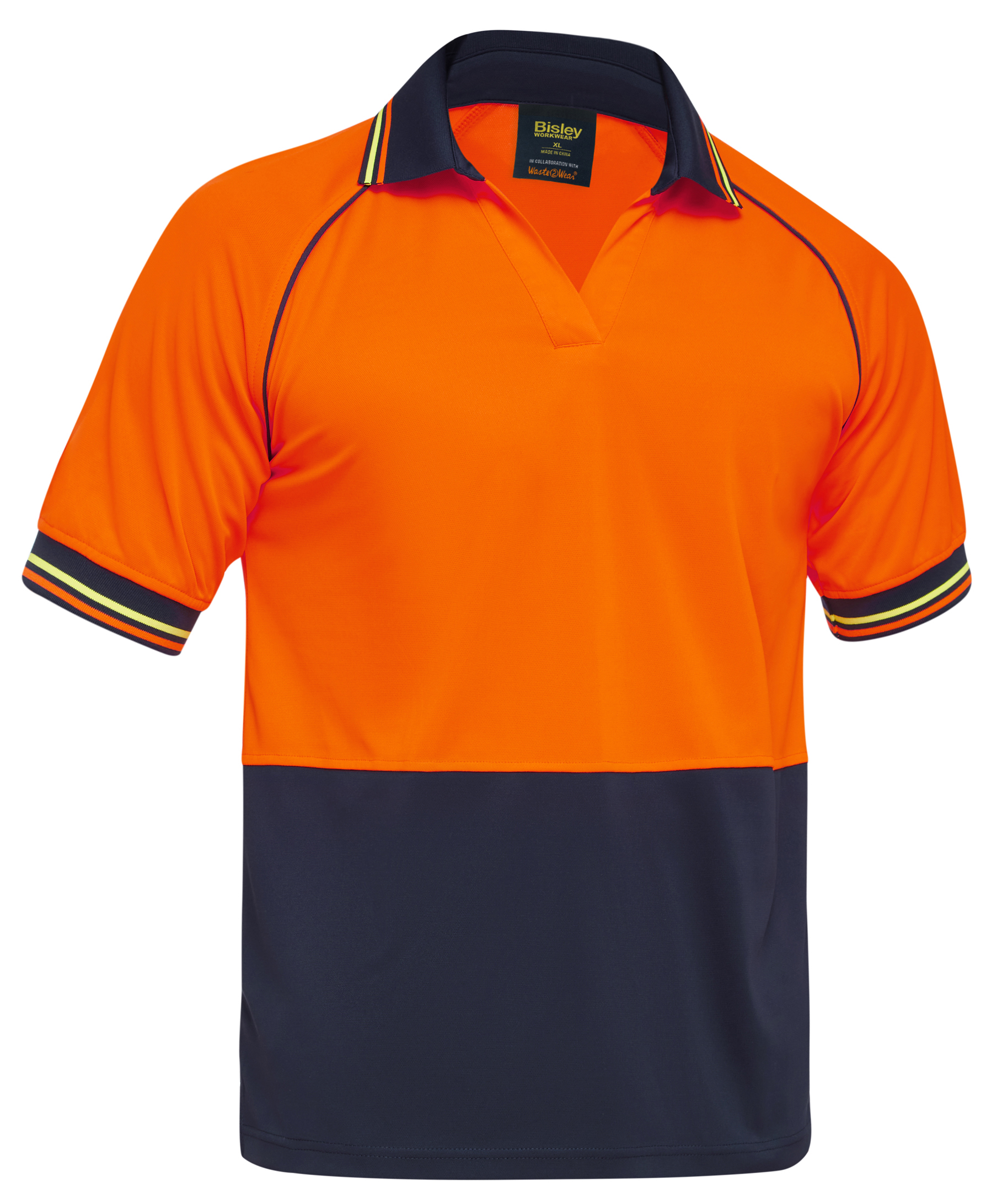 BISLEY RECYCLED: TWO TONE HI VIS LONG SLEEVE POLO  BK6440 Logo