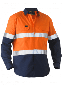 BISLEY RECYCLED: TAPED TWO TONE HI VIS DRILL SHIRT BS6996T Logo