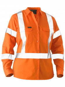 BISLEY RECYCLED: WOMEN’S X TAPED HI VIS DRILL SHIRT BL6266XT Logo