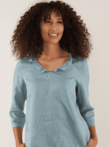 Ruffle Collar Top Logo