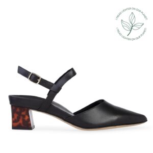 Marabou Black MIRUM® Plant-Based Material Low Heels Logo